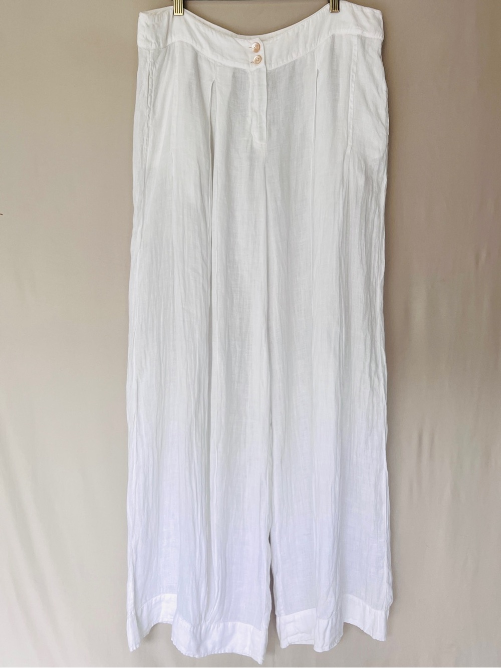 Grizas 100% Washed Linen Balloon Leg Pants White XL Made in EU Lagenlook